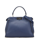 フェンディ ピーカブー ハンドバッグ ショルダーバッグ 2WAY 8BN290 ネイビー レザー パイソン レディース FENDI 【中古】